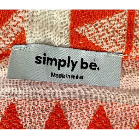 SIMPLY BE ORANGE WHITE GEO STRIPED JACQUARD COTTON MINI TUNIC DRESS WOMEN SZ 24 - Picture 7 of 12